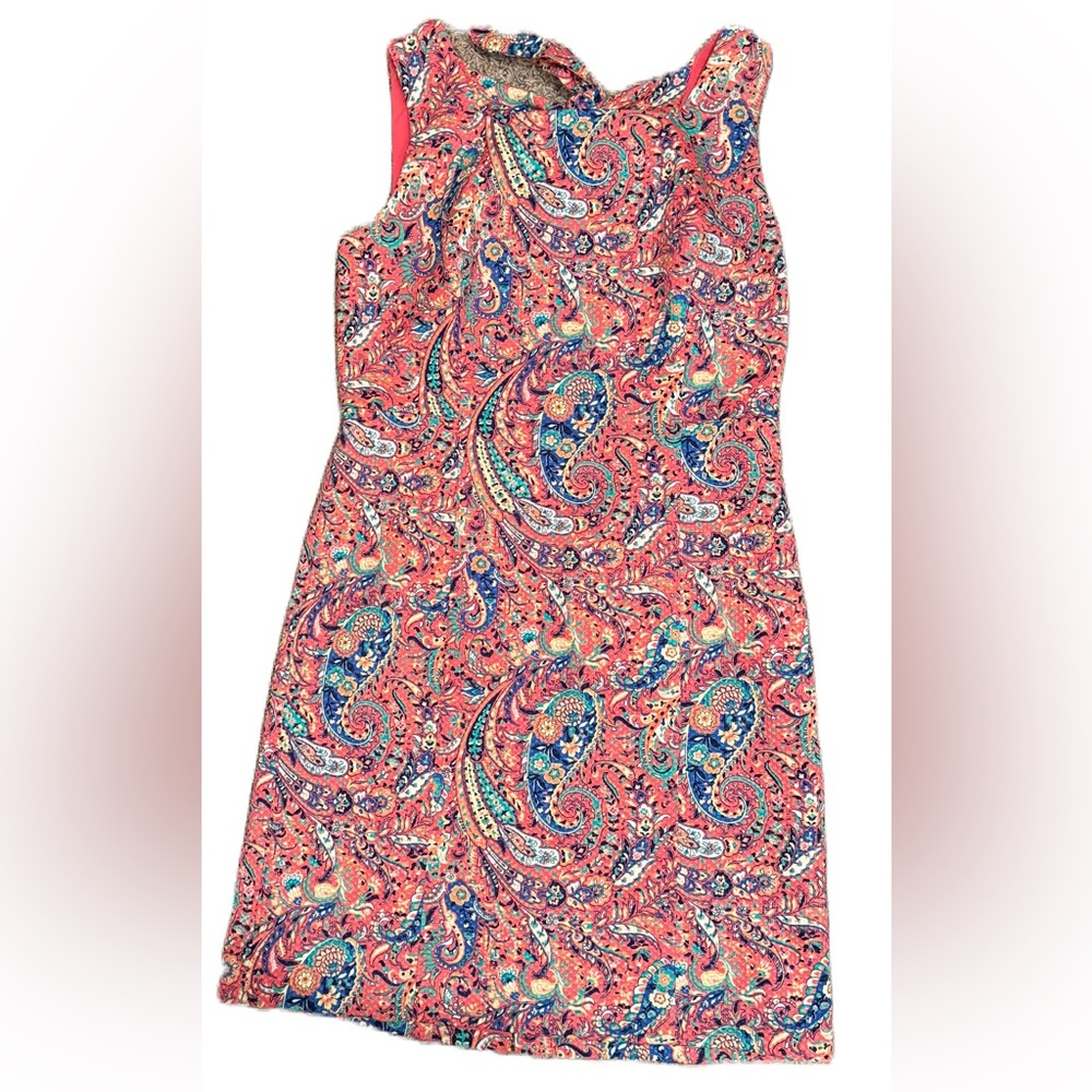 Talbots Sleeveless Coral Multicolor Paisley Midi Dress “Bonaire” EUC